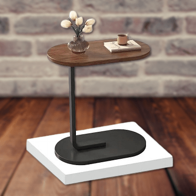 Table d'Appoint - C - shapedSideTable™ - Marron&Blanc - Maison Symphonie